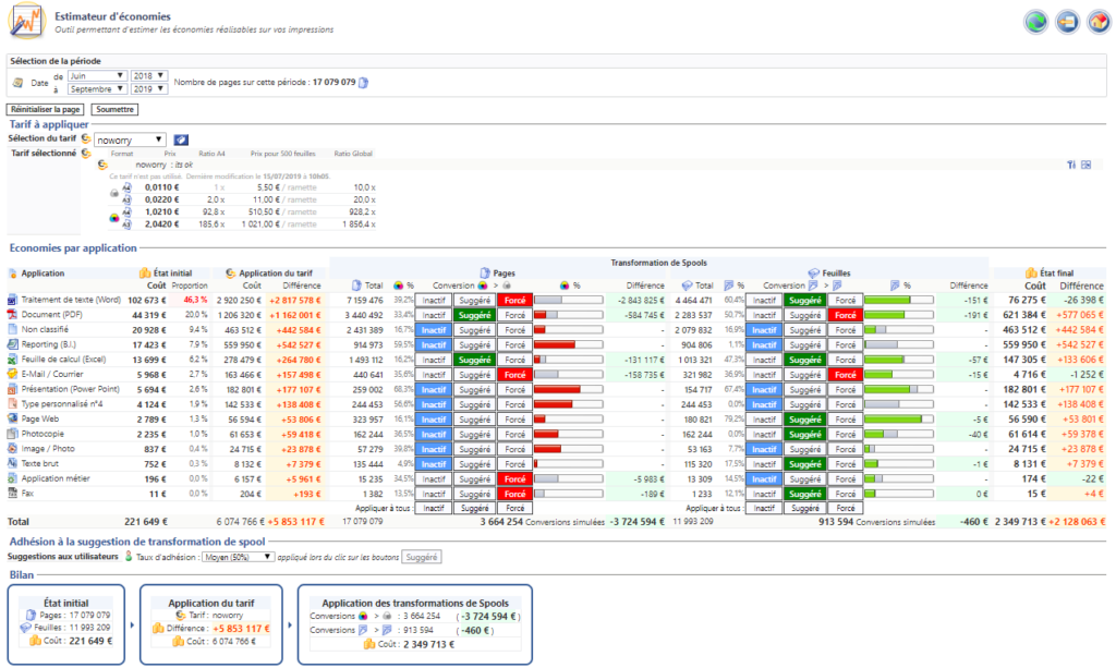 Savings estimator : Admin interface